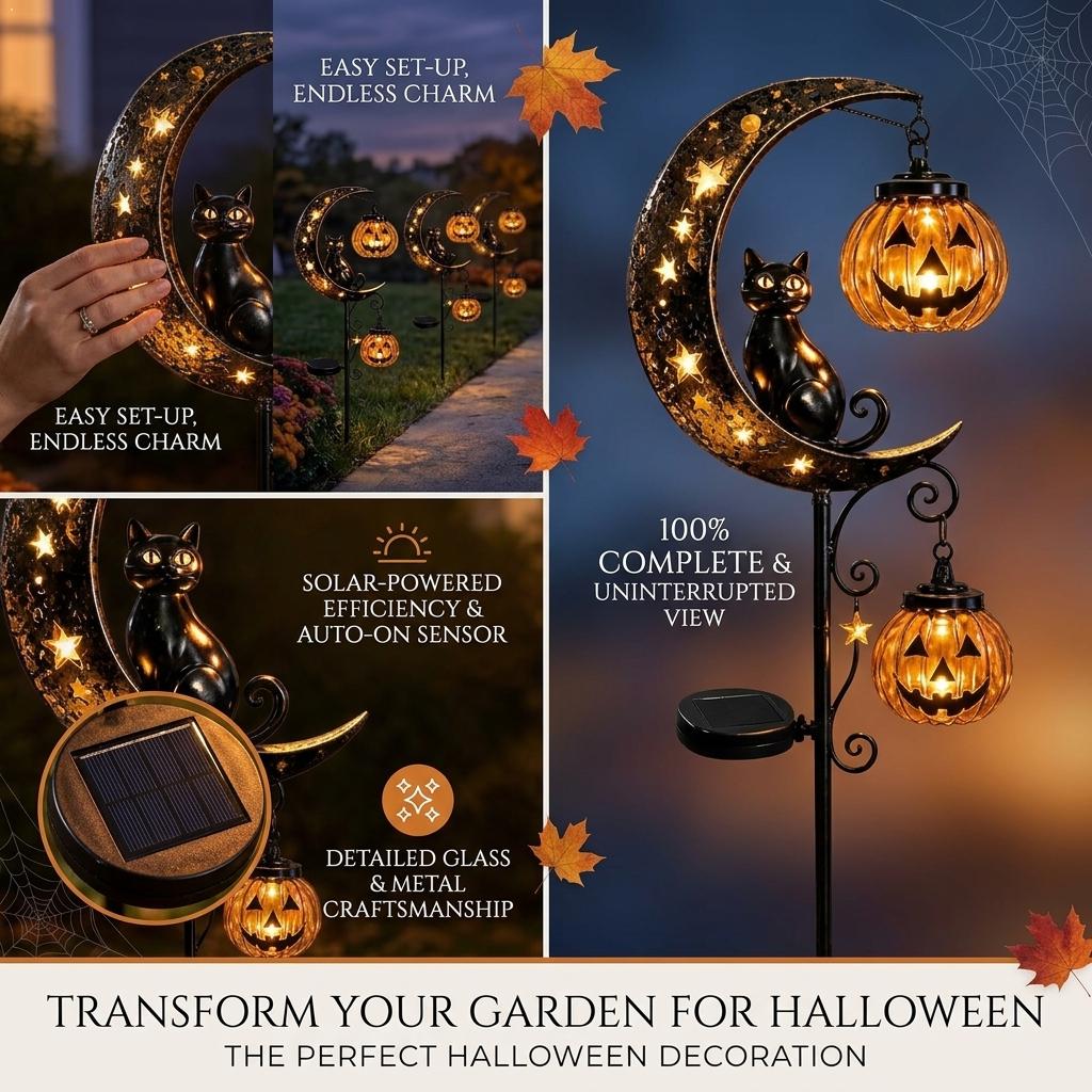 Outdoor Lighting Yard Stakes - Halloween Zwarte Kat Maan Grondlamp Tuinpaal