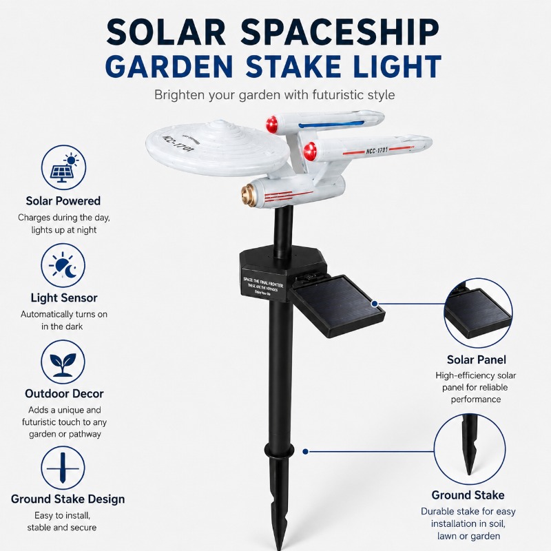 Outdoor Lighting Yard Stakes - Star Trek USS Enterprise Solar Garden