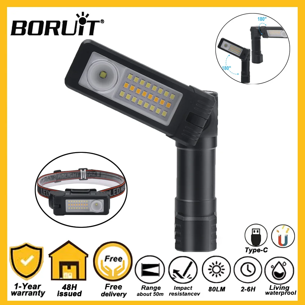 Outdoor Lighting Types - BORUiT Oplaadbare LED-koplamp met ingebouwde batterij