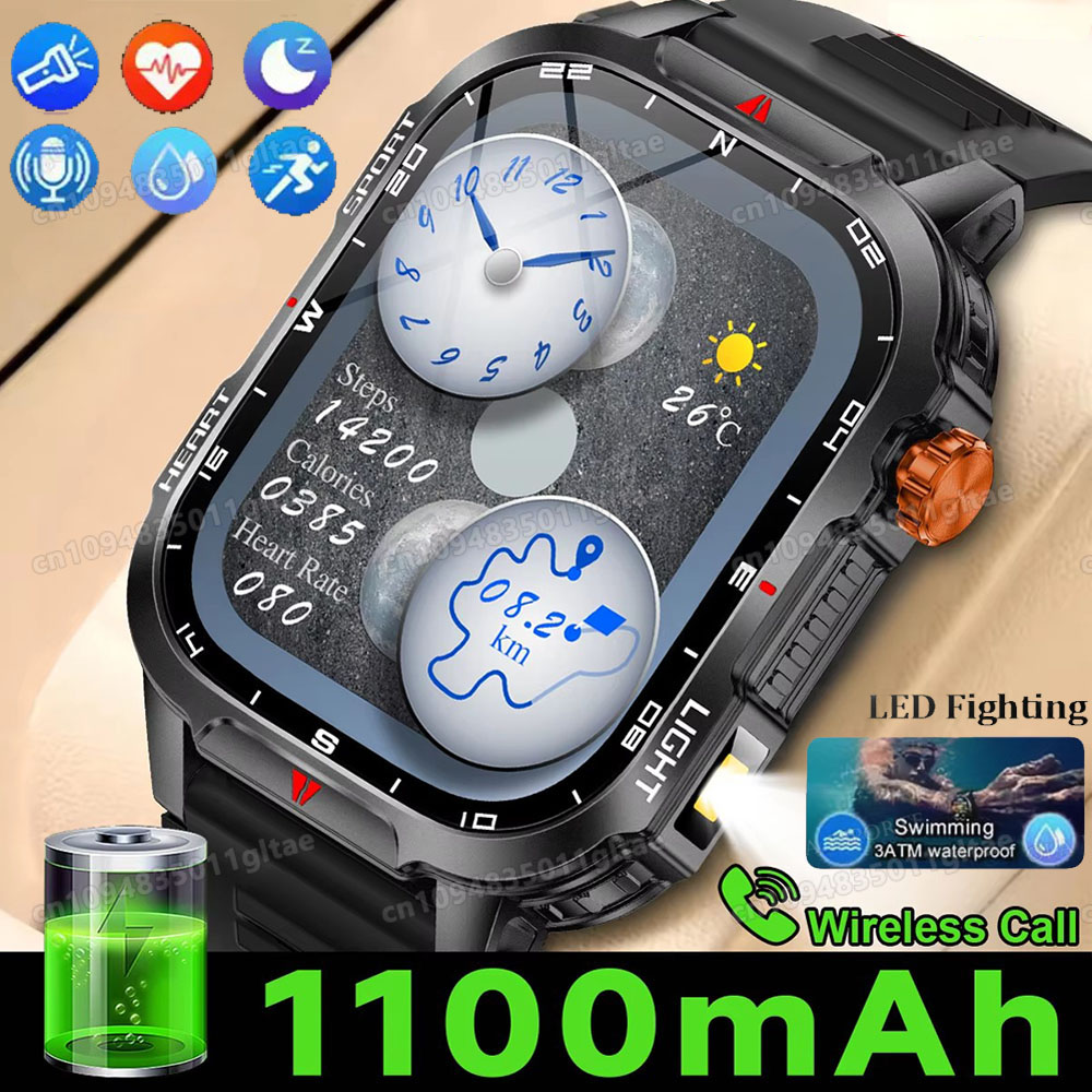 Outdoor Lighting Track - Militaire Outdoor Smartwatch Heren GPS-tracking Zaklamp