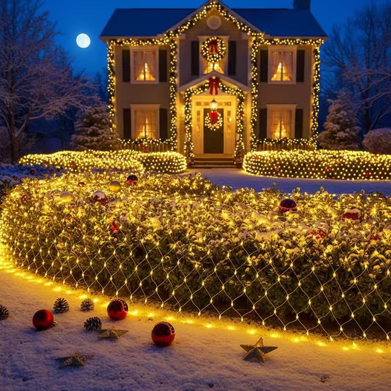 Outdoor Lighting Grid Screen - 3x2m Kerstnet Mesh Gordijnverlichting Waterdicht Buiten