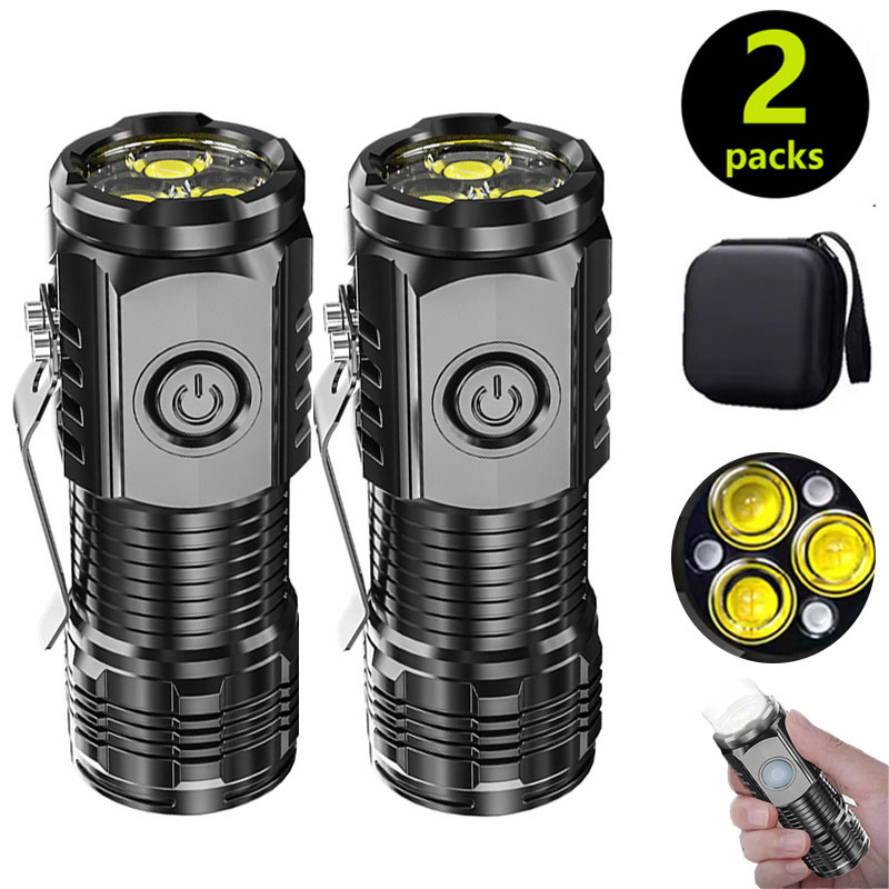 Outdoor Lighting B&Q - Mini 3LED-zaklamp met penclip, nachtwandelen, draagbare